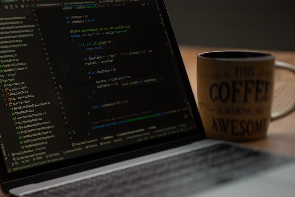 A close-up view of a computer screen displaying lines of HTML code in various colors, including tags, attributes, and nested elements, with some image links highlighted. The background is dark, and th